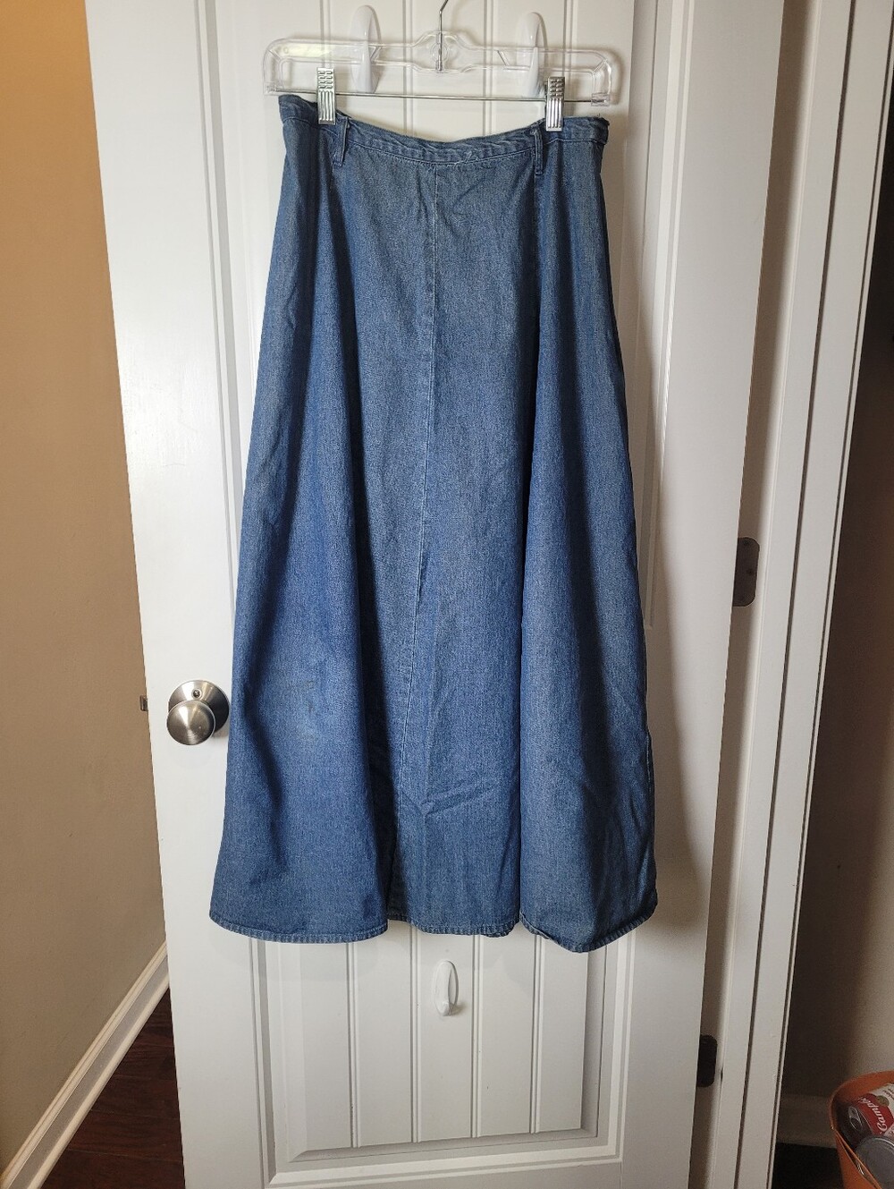 Vintage 90's Classic Jean A-Line Denim Maxi Skirt - Blue. by Passports Jean.